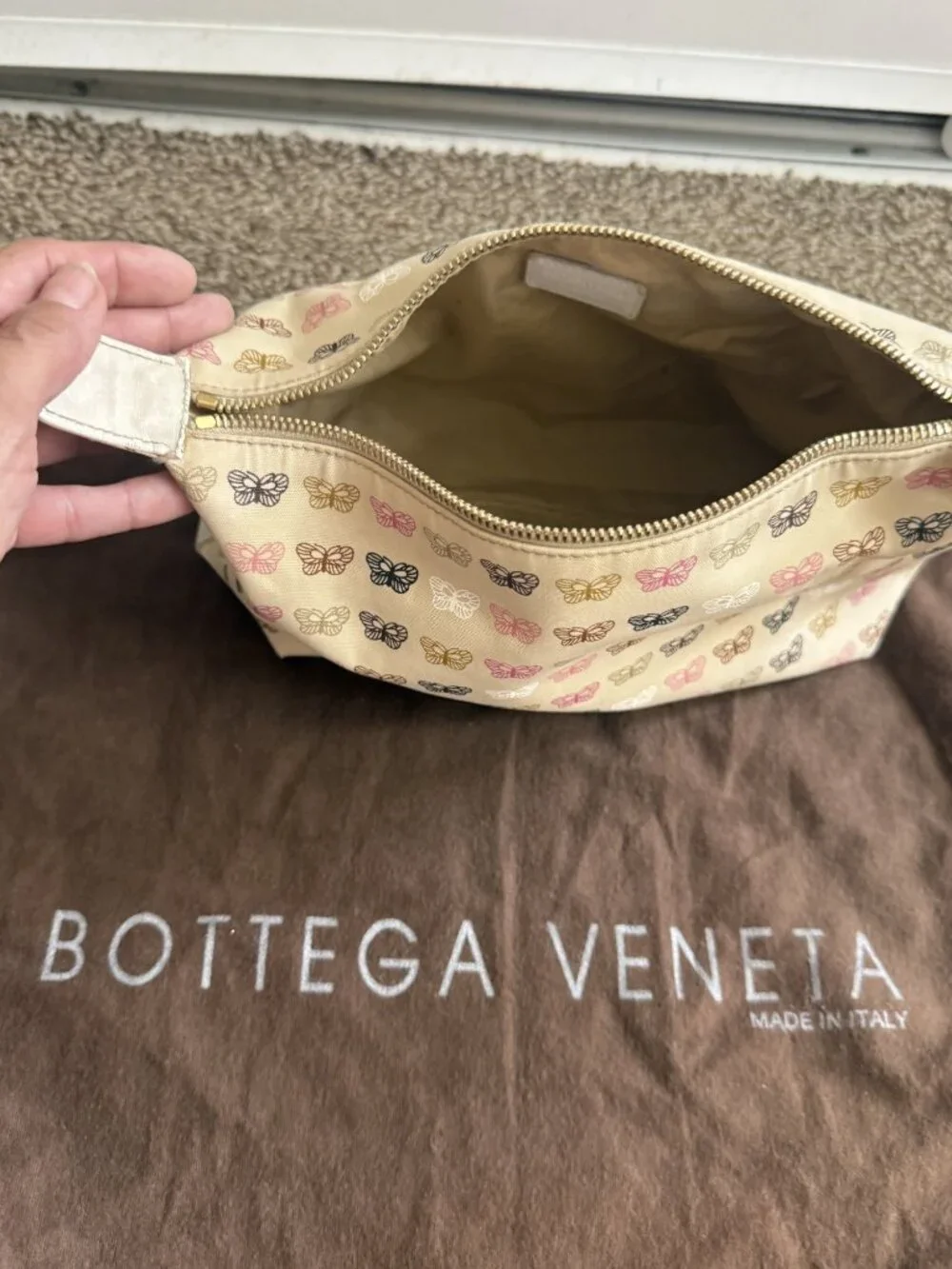 Bottega Veneta Butterfly Print Zip Pouch